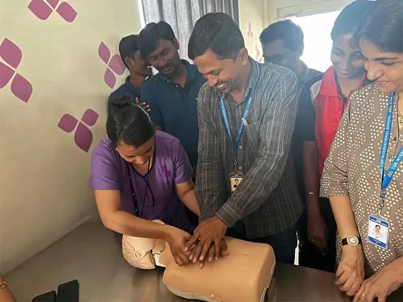 Basic Life Support & First Aid Session for Staff Members 2023 - CGR International School - Top School in Madhapur / Hyderabad